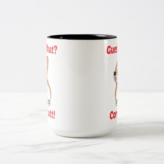 コおもしろいルギ何だと思う？コーギお尻! ツートーンマグカップ (中央)