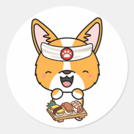 コおもしろいルギ犬は寿司職人 ラウンドシール