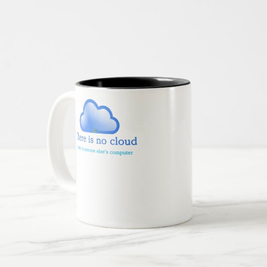 コおもしろいンピューターにクラウドがないテクニカルユーモア ツートーンマグカップ (正面左)