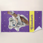 コアかわいらしラベアパープかわいらしル動物名キッズ ビーチタオル (正面)