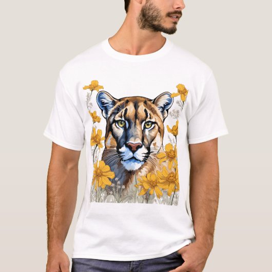 コアオプシスの花に囲まれたフロリダパンテル Tシャツ (正面)