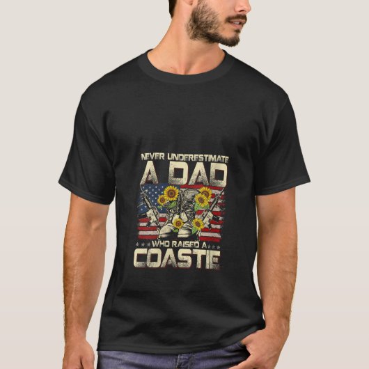 コアシティ誇りを持ったパパUSA軍隊退役軍人コーストガード Tシャツ (正面)