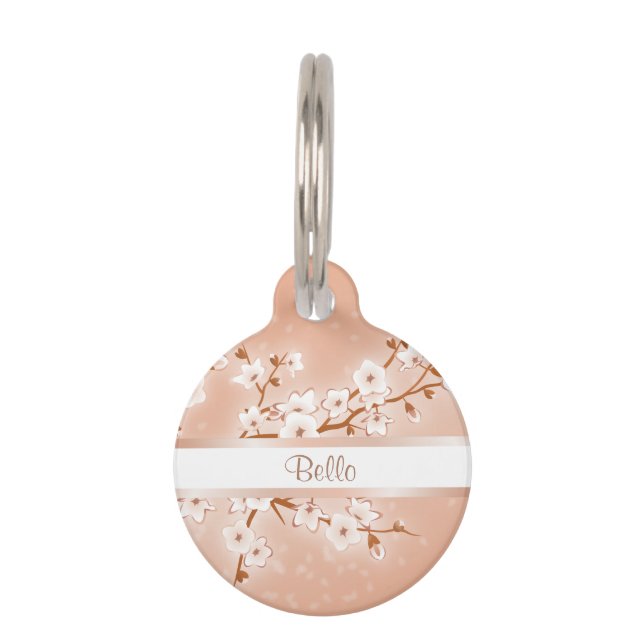 コアバラ金ゴールドさくらんぼ花 ペット　ネームタグ (正面)