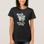 コアラおもしろいティTHYME Koala Thyme Pun Dark BG Tシャツ (正面)