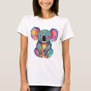 コアラおもしろいベアーインウォーター色スタイル Tシャツ