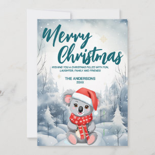 コアラおもしろいメリークリスマスツリー雪ホリデーパーティー シーズンカード