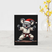 コアラおもしろいー空手クリスマス武術アーツサンタハ カード (黄色い花)