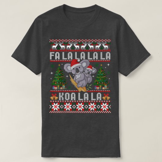 コアラおもしろい醜いクリスマスセーター Tシャツ (デザイン正面)
