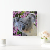 コアラおよび蘭 スクエア壁時計 (ホーム)