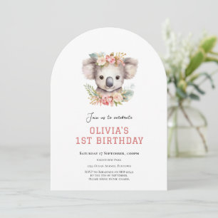 コアラかわいい最初の誕生日の招待 招待状