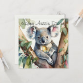 コアラがイースターの金卵を持っている カード (正面/裏面インサイチュ)