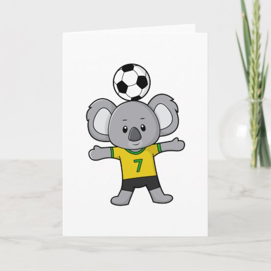 コアラがサッカーボールと一緒にサッカー選手 カード (正面)