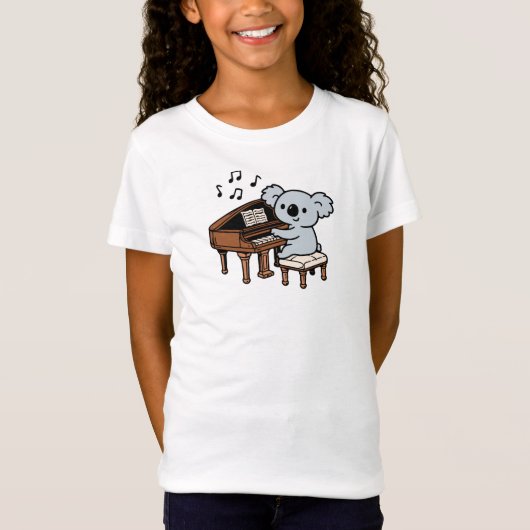 コアラがピアノを弾く Tシャツ (正面)