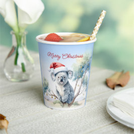 コアラがユーカリの木に座って メリークリスマス 紙コップ