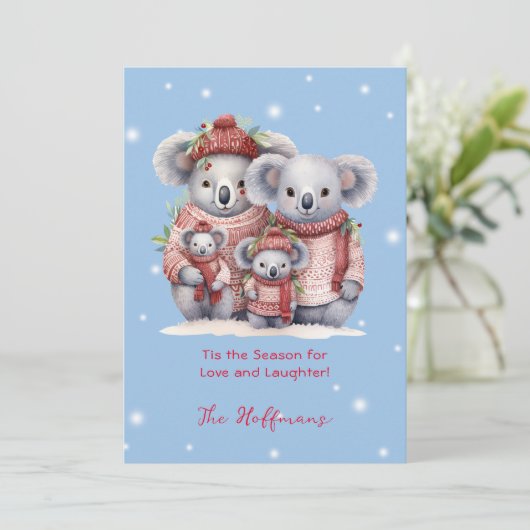 コアラが可愛い季節のクリスマス動物 シーズンカード (スタンド正面)