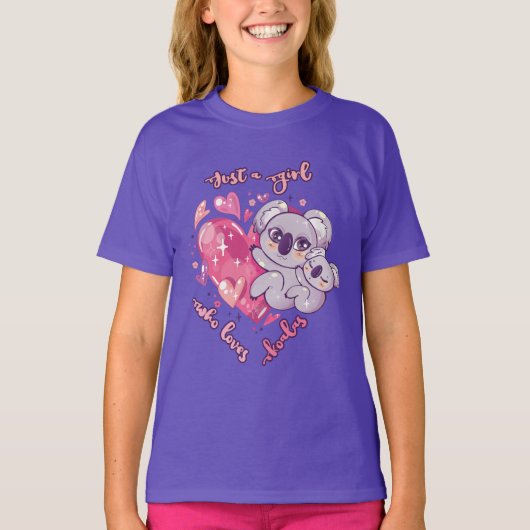 コアラが大好きな女の子 Tシャツ (正面)