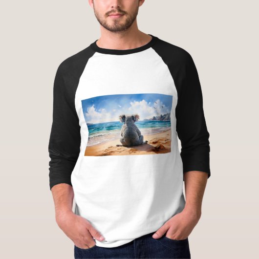 コアラが海を見つめる Tシャツ (正面)