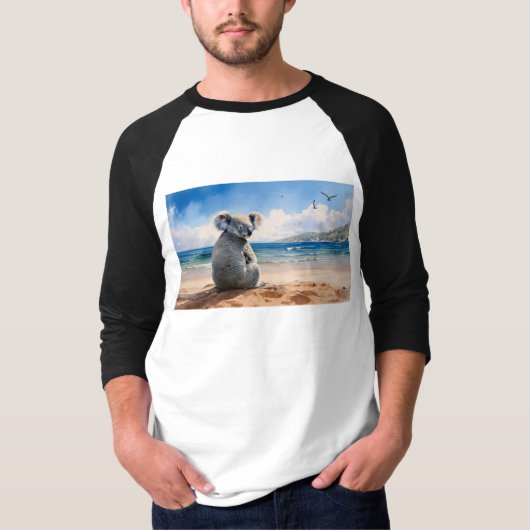 コアラが海を見つめる Tシャツ (正面)