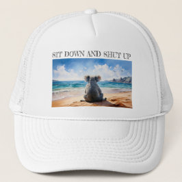 コアラが海を見て座って黙る キャップ