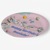 コアラさんが誕生パーティーで動物の女の子をピンクに ペーパープレート (アングル)