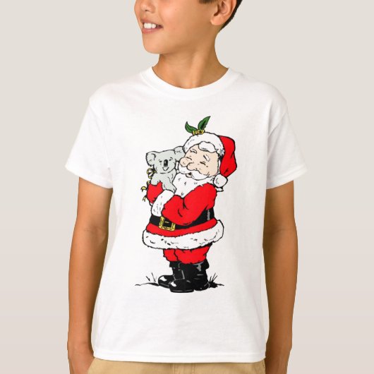 コアラとのかわいいオーストラリアのクリスマスサンタ Tシャツ (正面)