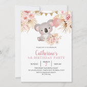 コアラとパンパスグラスキッドの誕生日招待状 招待状 (正面)