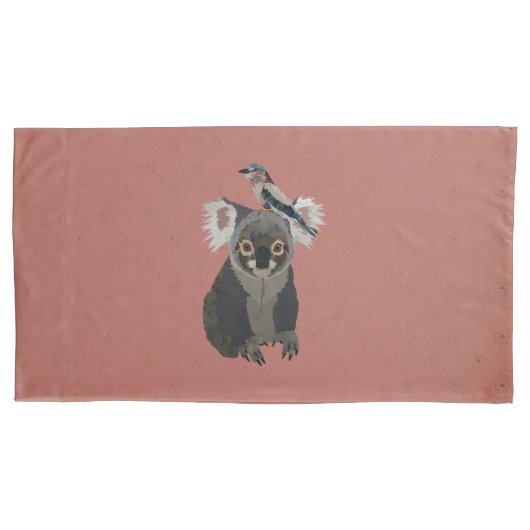 コアラとライラックの鳥 枕カバー (正面)