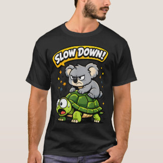 コアラに乗られたカメ 楽しい動物 Tシャツ