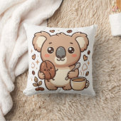 コアラのかわいいコーヒー スロー枕 クッション (ブランケット)