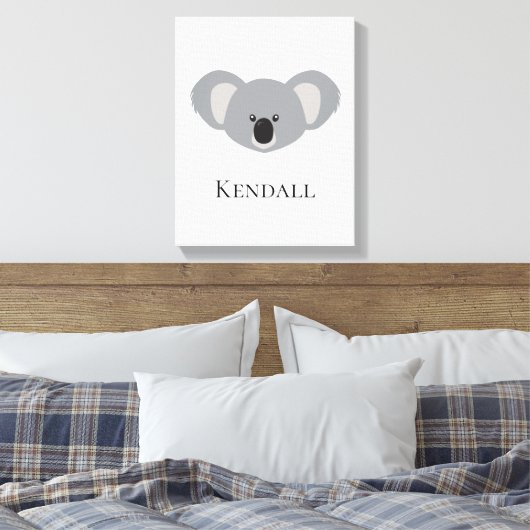 コアラのぬいぐるみアートプリント - 名前入り キャンバスプリント (インサイチュ (寝室))