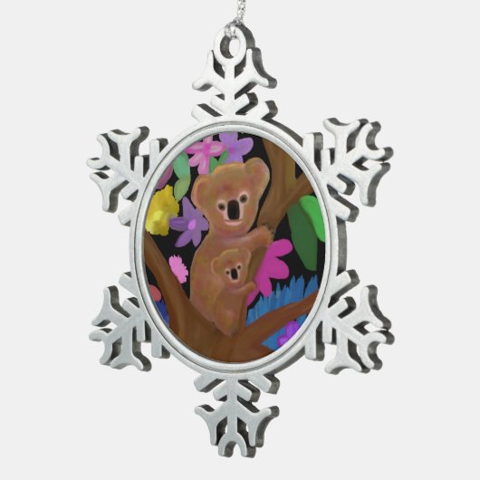 コアラのクリスマスのオーナメント スノーフレークピューターオーナメント (右)