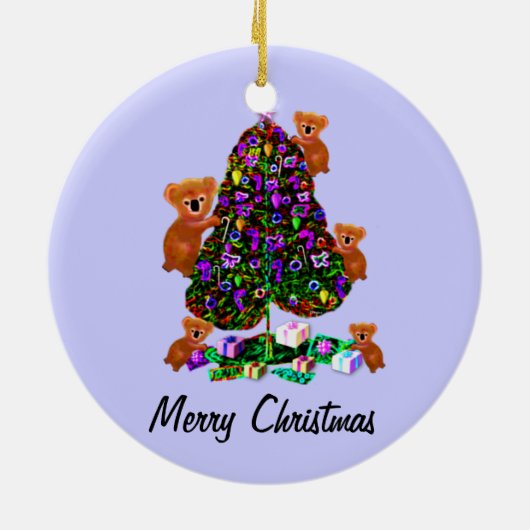 コアラのクリスマスの朝のオーナメント セラミックオーナメント (裏面)