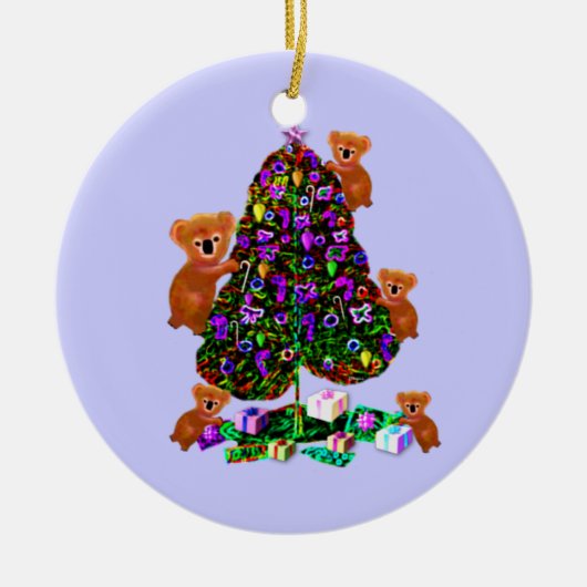 コアラのクリスマスの朝のオーナメント セラミックオーナメント (正面)