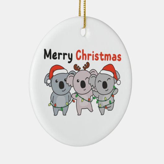 コアラのクリスマスアニマルズコアラスメリークリスマスサー セラミックオーナメント (右)