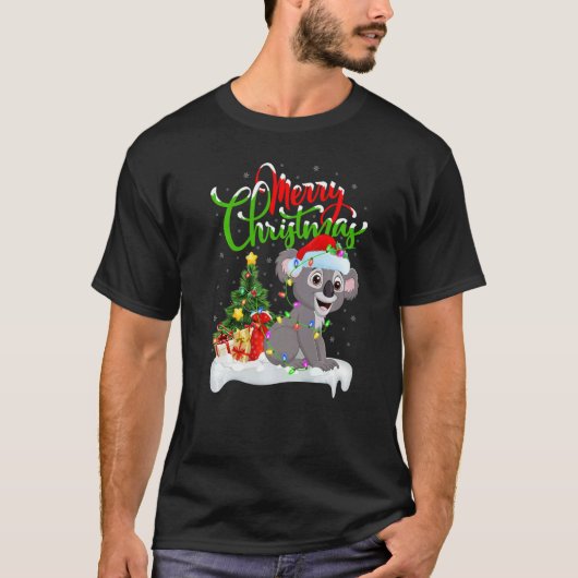 コアラのクリスマスデコレーション サンタコアラ クリスマス Tシャツ (正面)