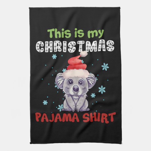 コアラのクリスマスパジャマTシャツ キッチンタオル (縦)