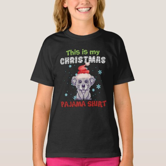 コアラのクリスマスパジャマTシャツ Tシャツ (正面)
