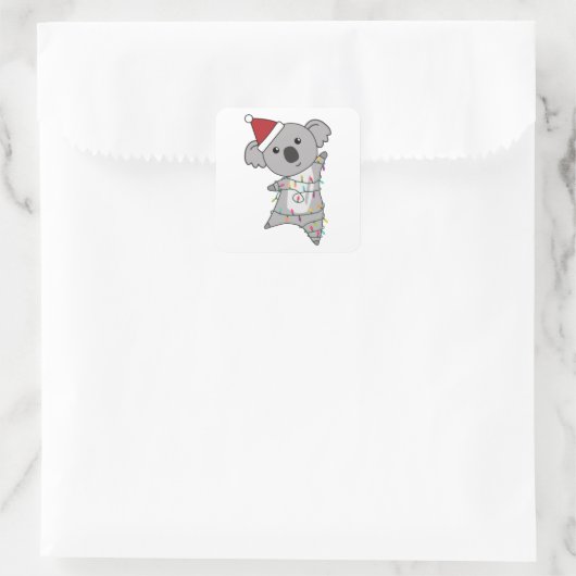 コアラのクリスマス妖精ライトかわいい動物 スクエアシール (バッグ)