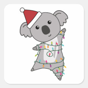 コアラのクリスマス妖精ライトかわいい動物 スクエアシール
