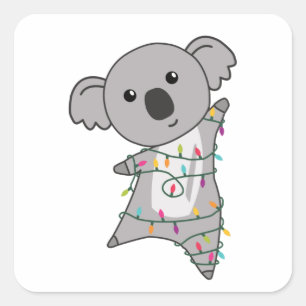 コアラのクリスマス妖精ライトかわいい動物 スクエアシール