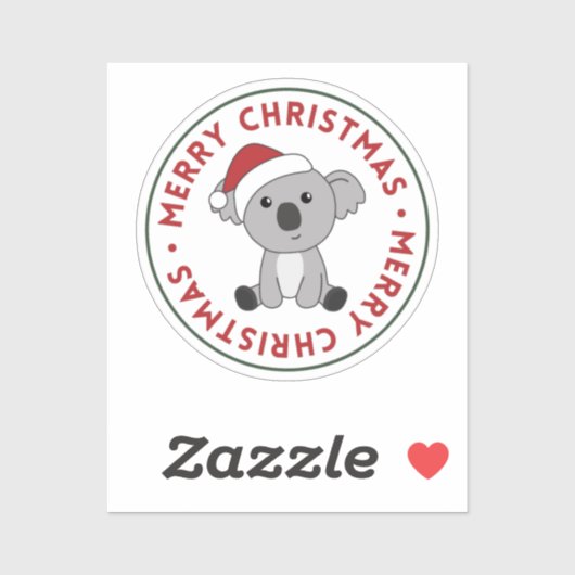 コアラのクリスマス雪の冬の動物コアラのステッカー シール (シート)