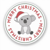 コアラのクリスマス雪の冬の動物コアラのステッカー シール (正面)