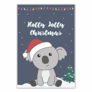 コアラのクリスマス雪の冬の動物コアラのステッカー シール