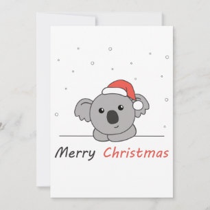 コアラのクリスマス雪の冬の動物コアラスコーヒー シーズンカード