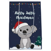 コアラのクリスマス雪の冬の動物コアラス媒体 ミディアムペーパーバッグ (裏面)