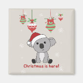 コアラのクリスマス雪の冬の動物コアラス磁石 マグネット (正面)