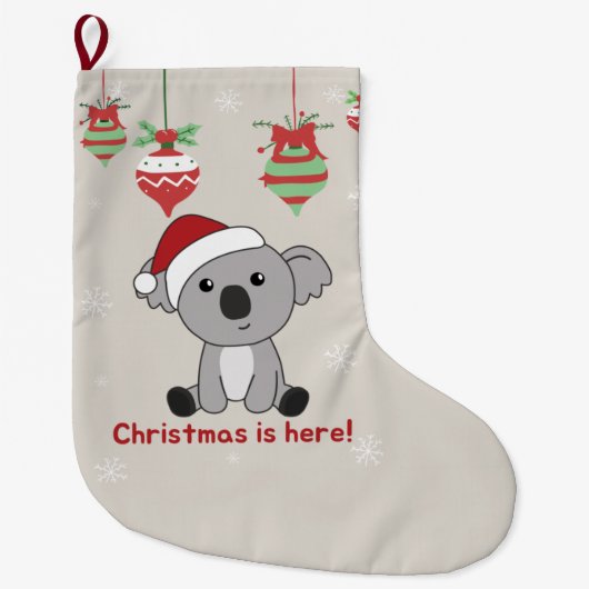 コアラのクリスマス雪の冬の動物コアラ大C ラージクリスマスストッキング (正面)