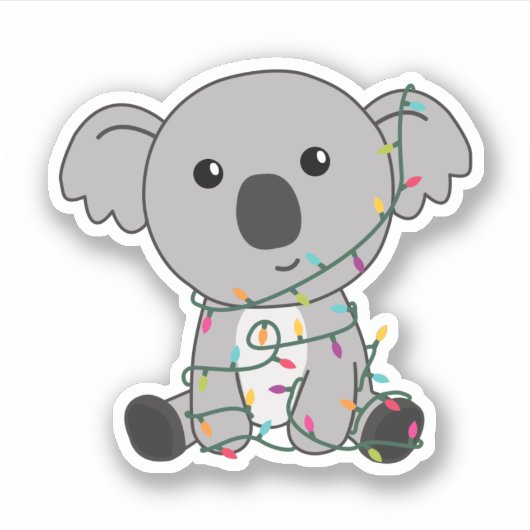 コアラのクリスマス雪の冬の動物コアラ シール (正面)