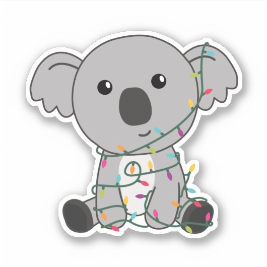 コアラのクリスマス雪の冬の動物コアラ シール (正面)