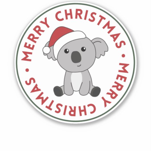 コアラのクリスマス雪の冬の動物コアラ シール (正面)